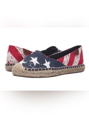 NWT NIB NEW Sperry Cape Stars & Stripes Espadrille Shoes Red White Blue 9 July 4